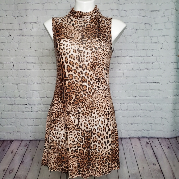 My Beloved Leopard Animal Print Tunic Mini Dress Size S - Picture 1 of 8